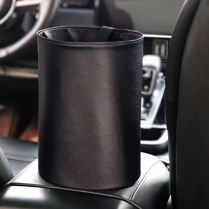 5L Car Trash Can Hanging Bucket PU Leather Waterproof Storage Bin