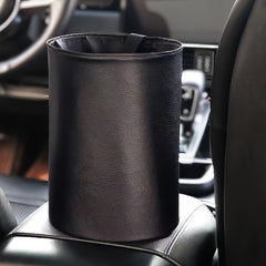 5L Car Trash Can Hanging Bucket PU Leather Waterproof Storage Bin