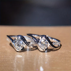 Men's Silvery Rhinestone Zircon Ring Wedding Band Engagement
