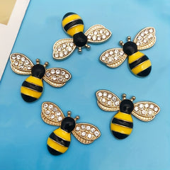 5pcs Enamel Bee Pendants Rhinestone Decor DIY Earrings Bracelet Necklace