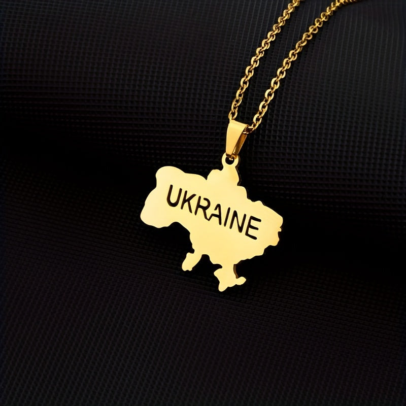 Ukraine Map Necklace Ethnic Hip Hop Jewelry Men Women Couples