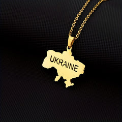 Ukraine Map Necklace Ethnic Hip Hop Jewelry Men Women Couples