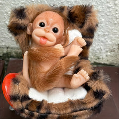 6" Hand-Painted Silicone Monkey Reborn Doll with Feeding Bottle