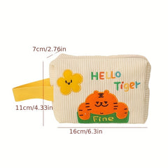 Cartoon Embroidery Corduroy Cosmetic Bag Travel Storage Handbag