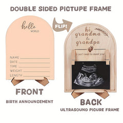 Wooden Ultrasound Photo Frame Hi Grandma & Grandpa Engraved Keepsake