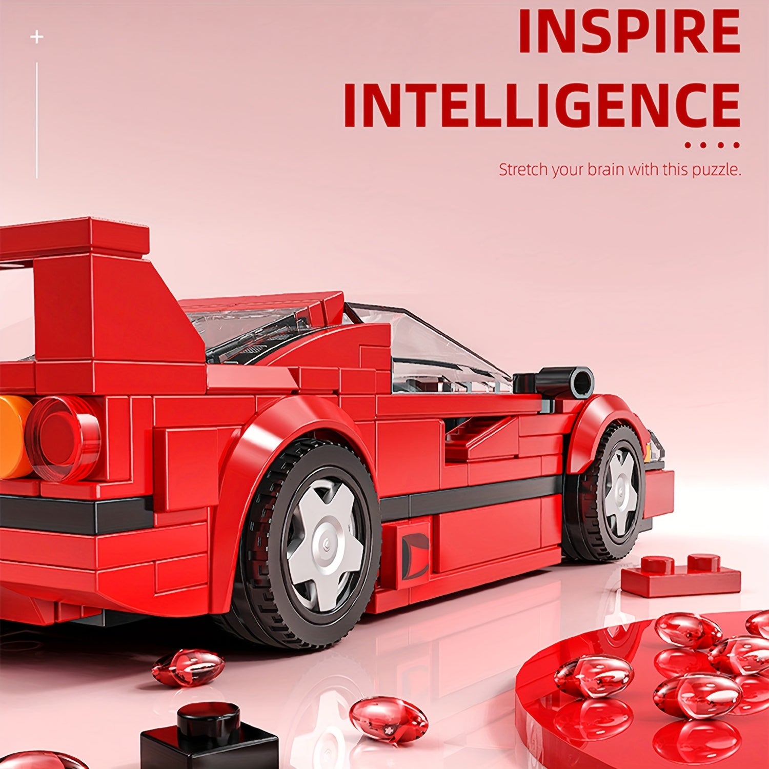 322pcs Red Sports Car Model Building Kit ABS Manual Dustproof Display Box Age 6