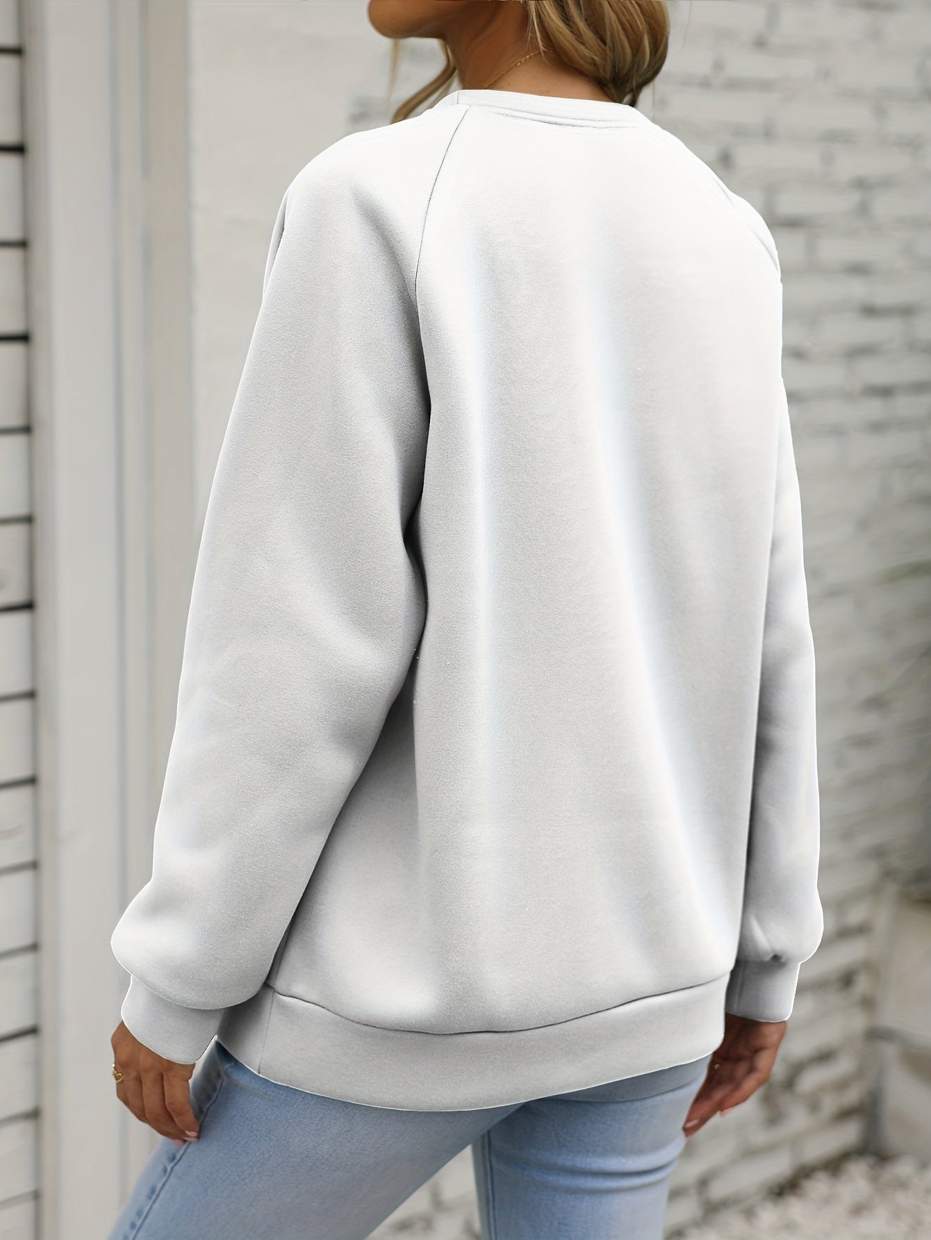 Skull Print Pullover Sweatshirt Long Sleeve Crew Neck for Women