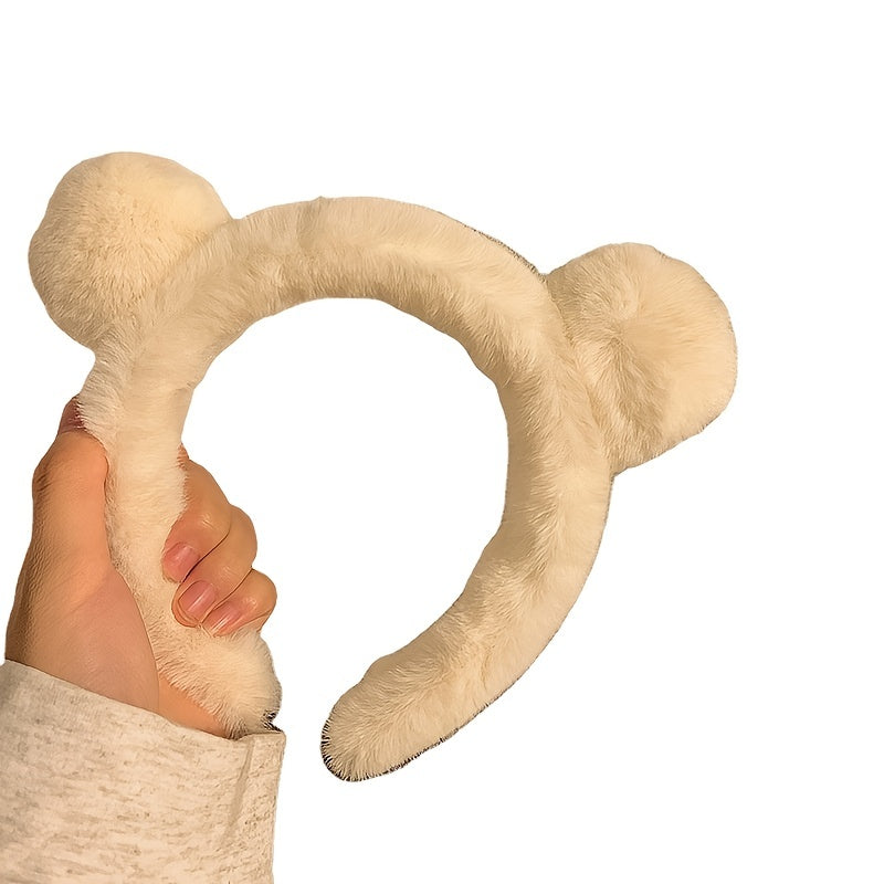 Brown Bear Ears Headband Dress Up Winter Plush Hair Accessories