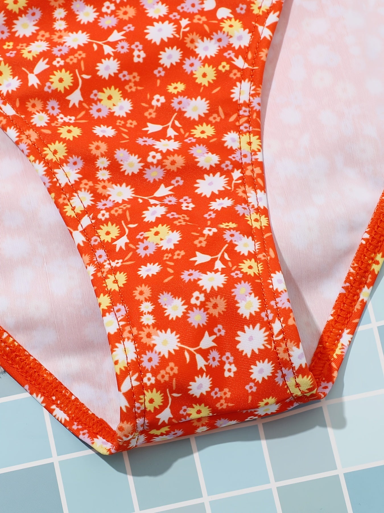 Girls Floral Bikini Set Cami Top & Briefs Beach Vacation