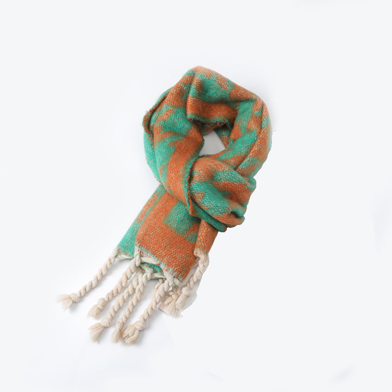 Houndstooth Large Winter Scarf Thick Warm Art Print Scarf