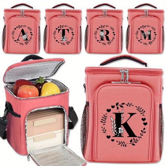 Insulated Lunch Bag with Garland Letters, Large Capacity, Double Deck