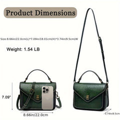 Vintage Brown Leather Crossbody Bag for Women with Top Handle Kiss Lock Closure