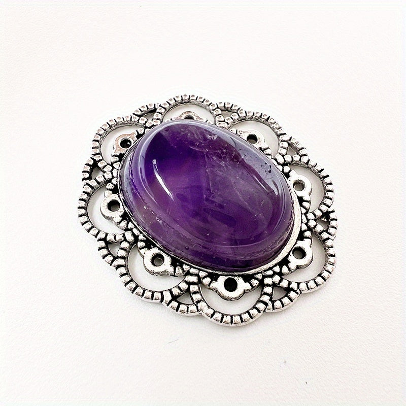 Vintage Boho Style Natural Crystal Stone Alloy Pendants