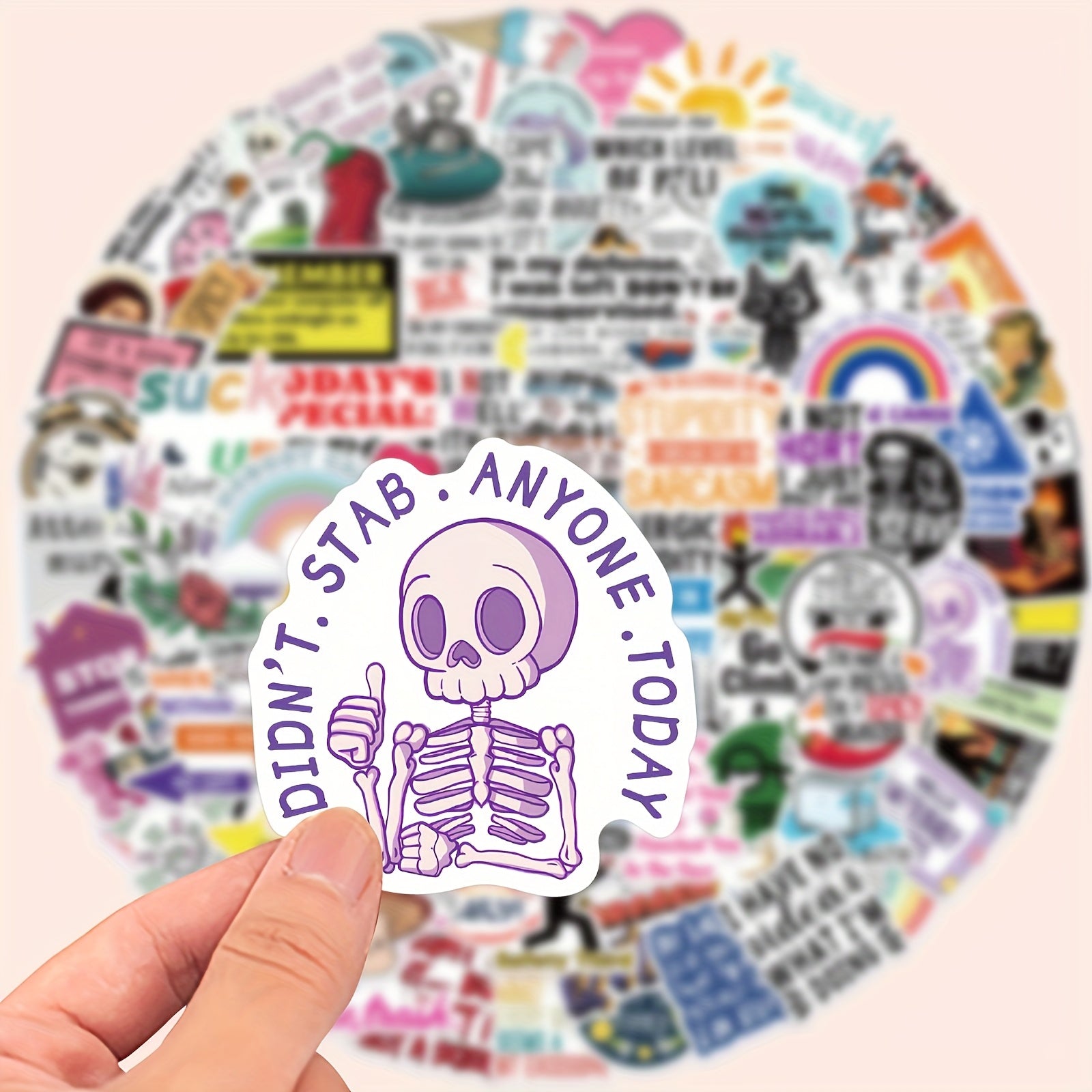 100 Pack Satirical Graffiti Vinyl Stickers - Fun Designs for Laptops, Water Bott