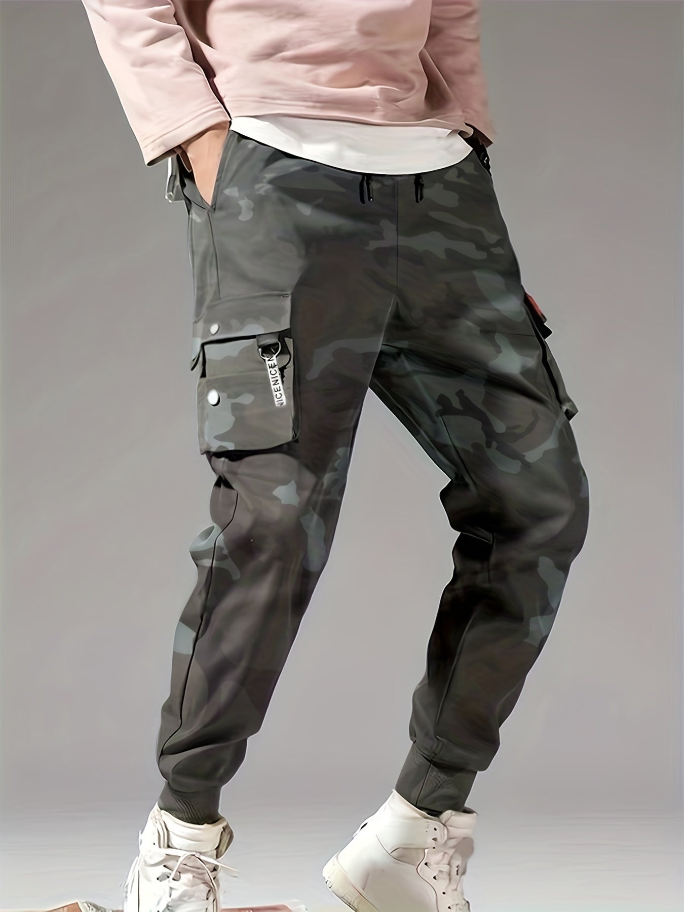 Men's Cargo Pants Loose Fit Drawstring Joggers