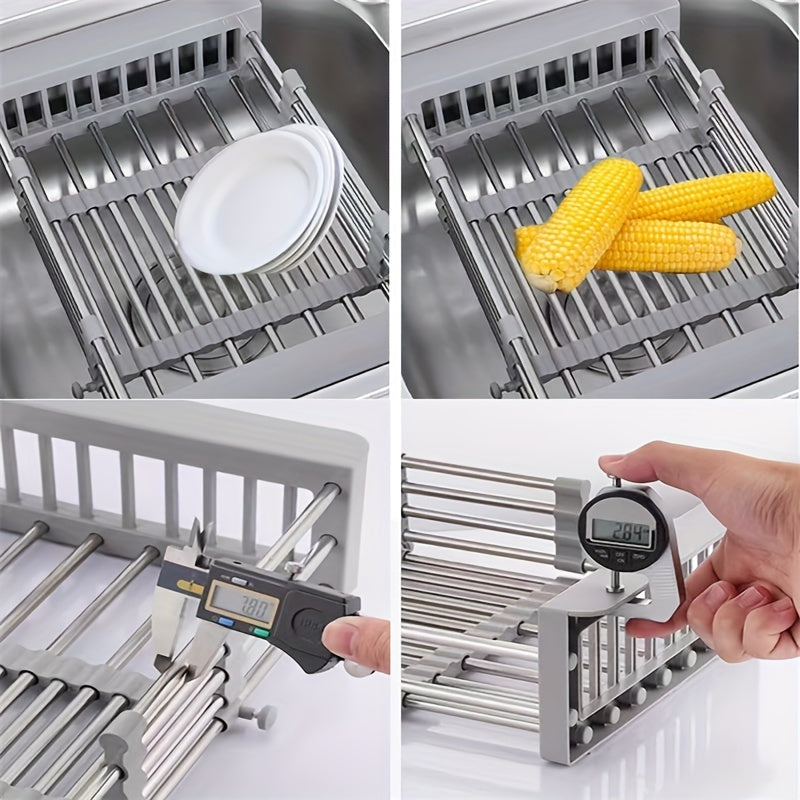 Extendable Drain Basket Dish Rack for Kitchen Sink