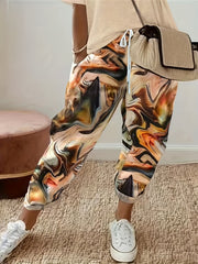  Floral Print Drawstring High Rise Pants