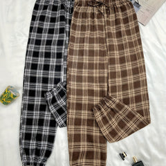 2pcs Plaid Sleep Bottoms Soft & Comfy Elastic Waistband Pants