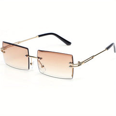Gradient Lens Rimless Sunglasses Metal Temple UV400