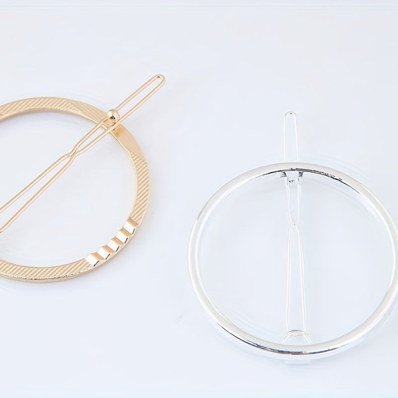 Round Frame Hair Clip Minimalist Solid Hair Pin Alloy Headwear