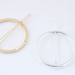 Round Frame Hair Clip Minimalist Solid Hair Pin Alloy Headwear
