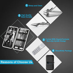 Manicure Pedicure Kit 18 Pieces Stainless Steel Professional Grooming Nail Care