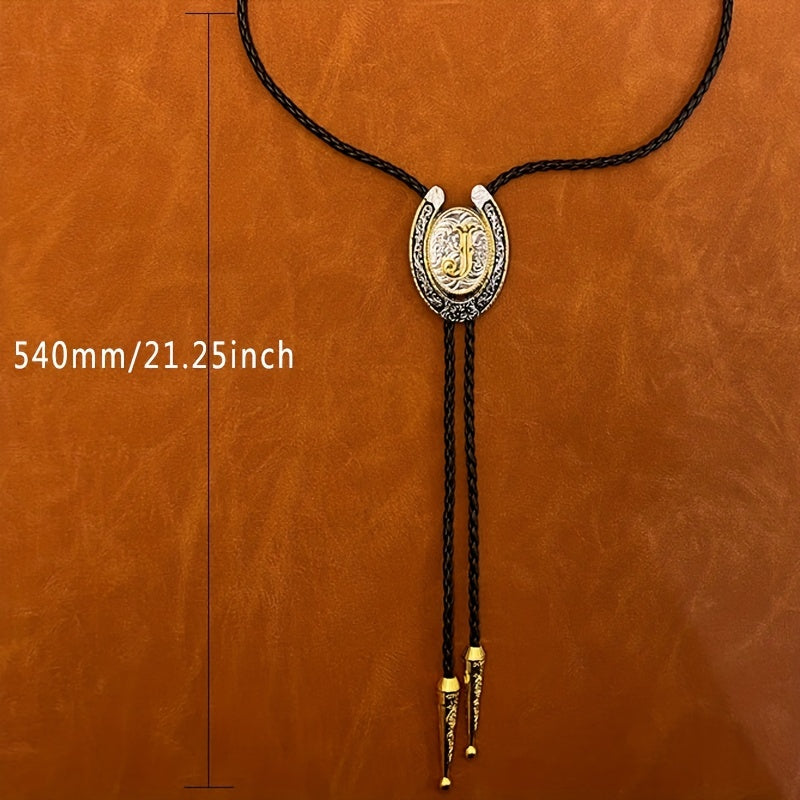 Letter J Metal Neckline Necklace Tie Retro Western Denim Shirt