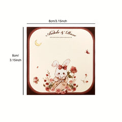 1pc 90 Sheets Rabbit Sticky Notes Pink Series Message Note Stickers