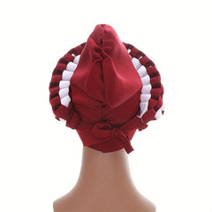 Wine Red Turban Head Wrap Inner Hijab Cap Lace Up Head Scarf