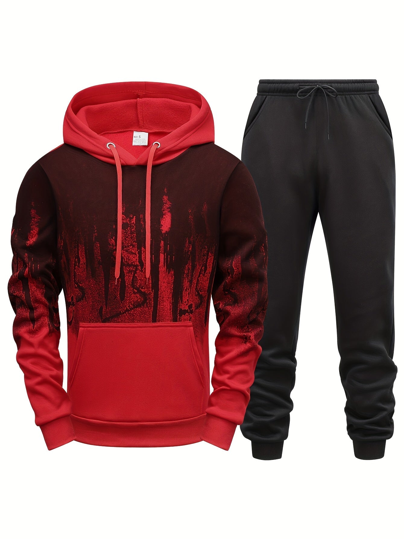 Gradient Print Men's 2pcs Outfit: Hoodie & Sports Trousers