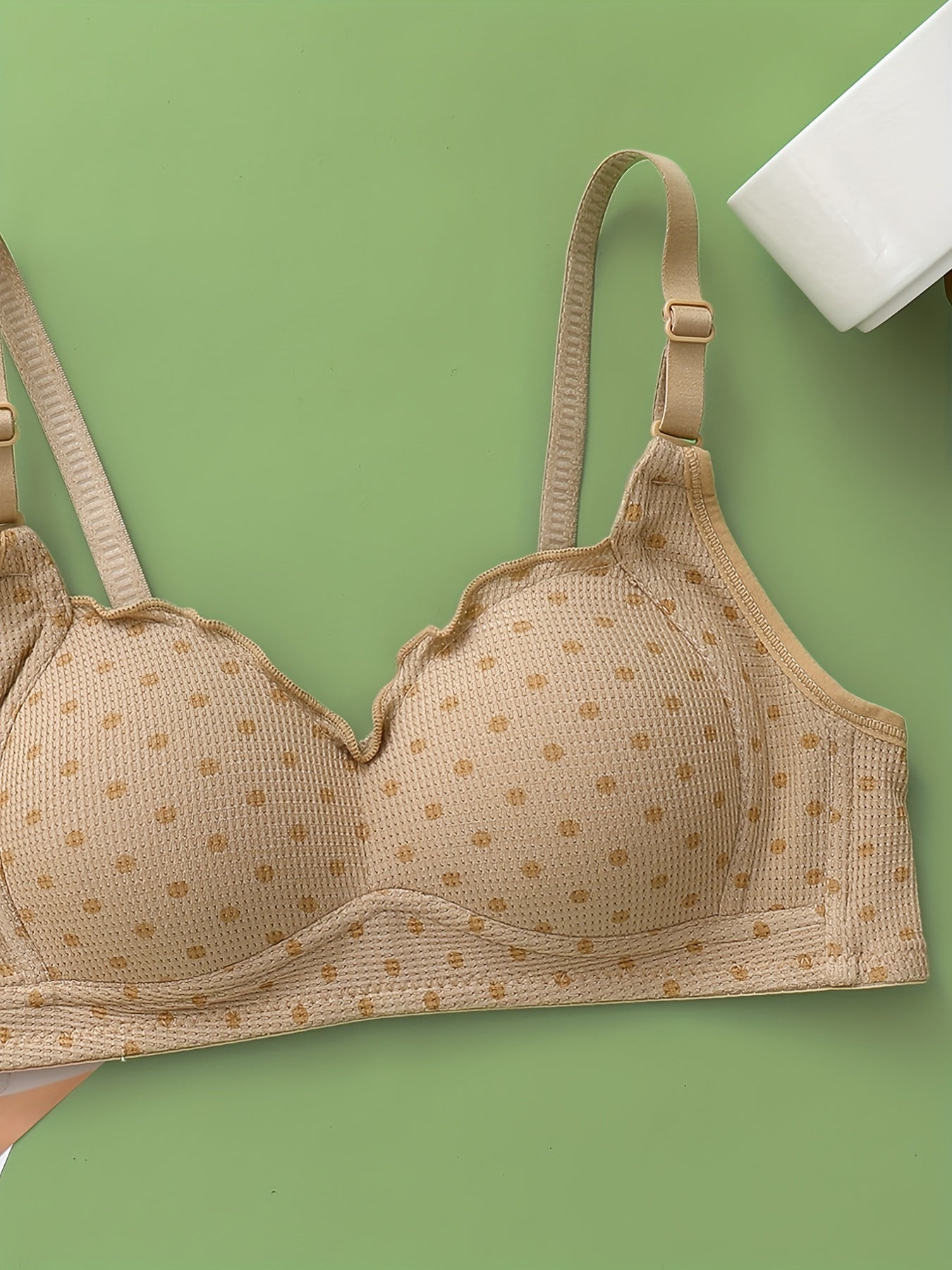 2pcs Girl's Polka Dot Print Push Up Thin Bras V Neck Adjustable Straps Bras