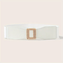 Geometric Rhinestone Buckle Belt PU Wide Be...
