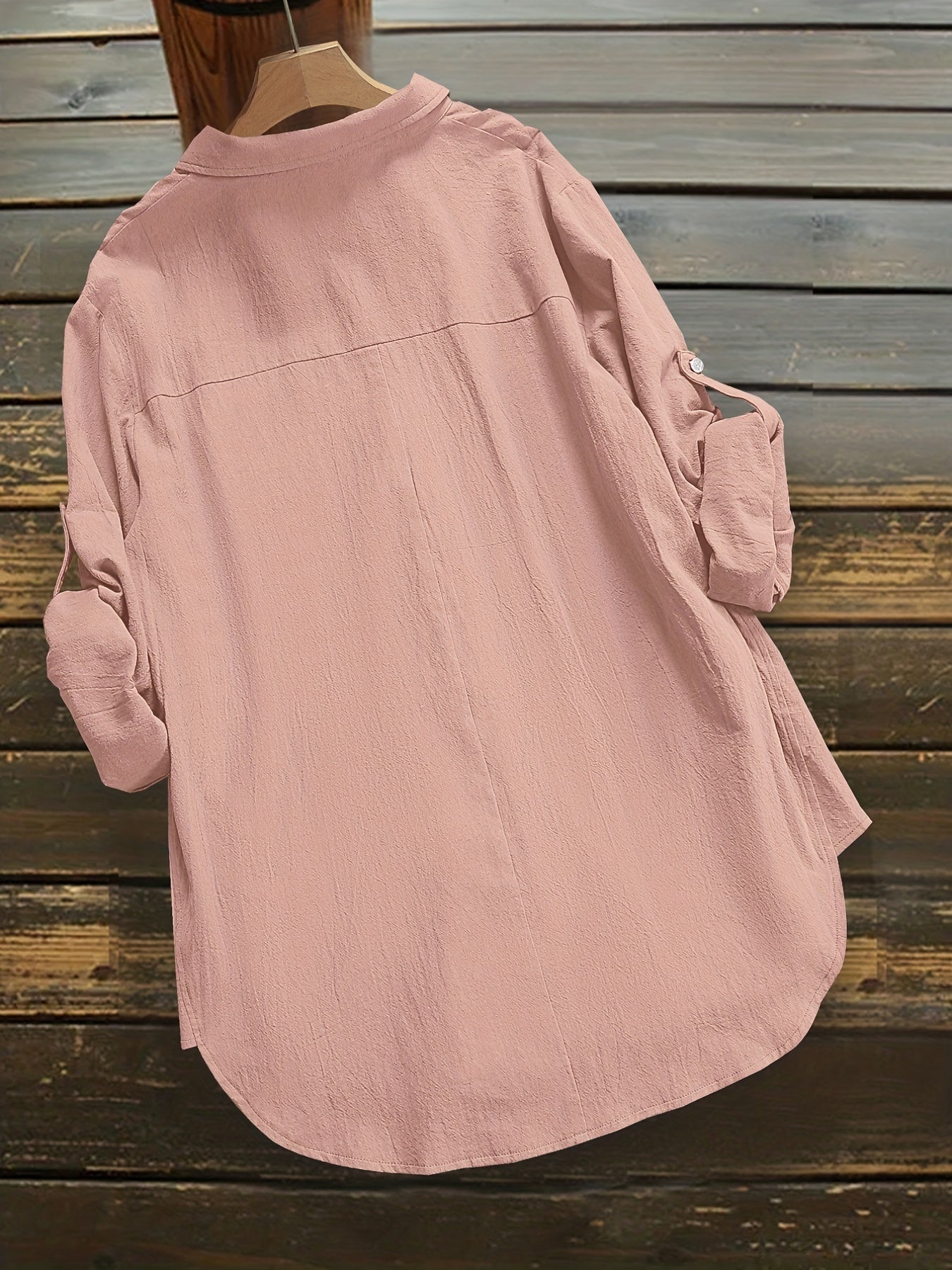  Casual Blouse Women's Plus Roll Up Sleeve Button Up Blouse