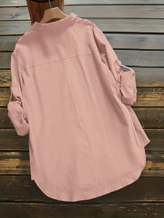  Casual Blouse Women's Plus Roll Up Sleeve Button Up Blouse