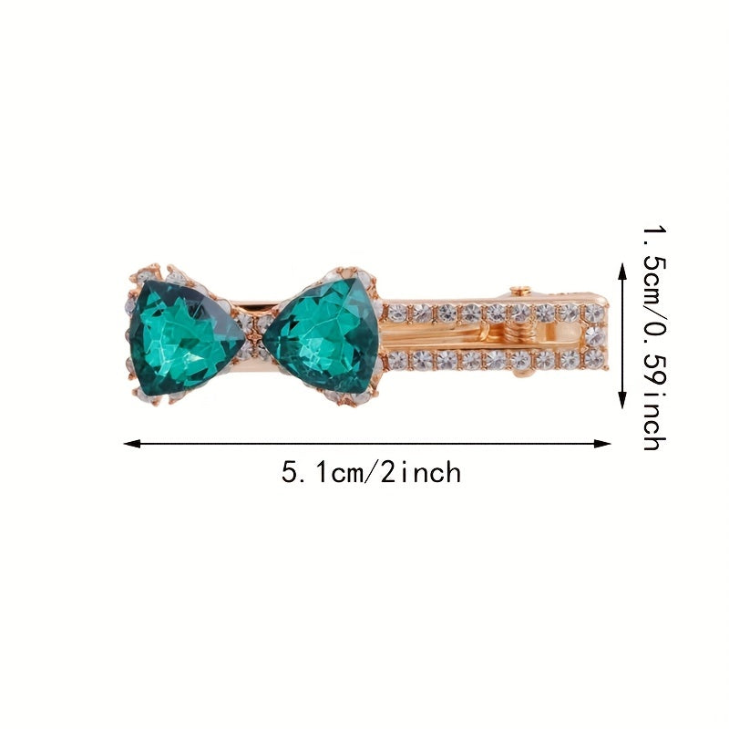 Bowknot Crystal Hair Clip Non slip Duck Billed Clip Female Side Clip