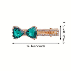 Bowknot Crystal Hair Clip Non slip Duck Billed Clip Female Side Clip