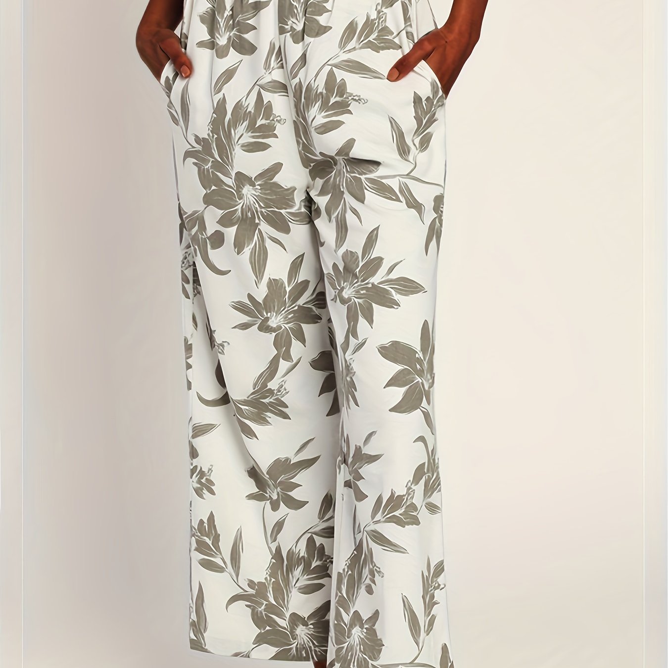 Women's Plus Allover Print Wide Leg Trousers