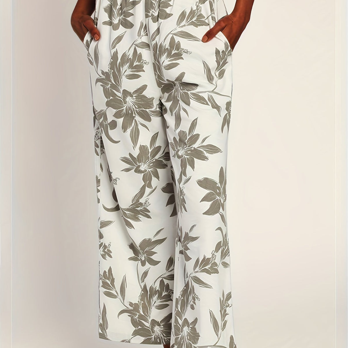 Women's Plus Allover Print Wide Leg Trousers