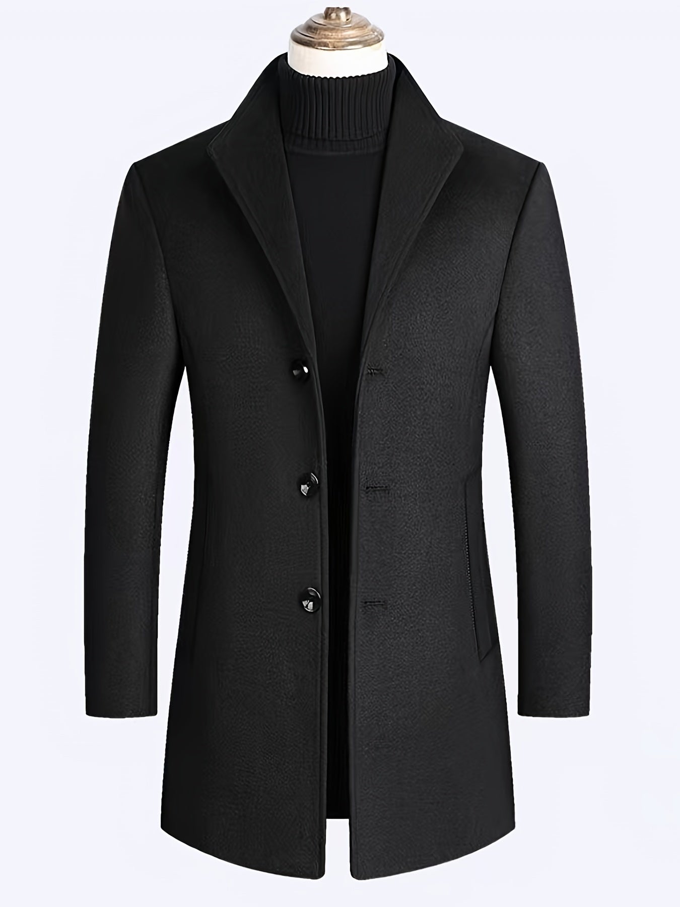 Men's Slim Long Woolen Business Coat