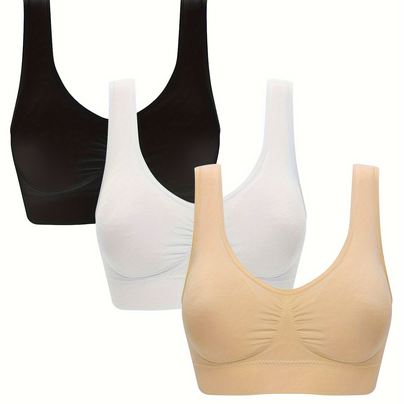 3pcs Seamless Solid Sports Bras Yoga Fitness Bra Women's Lingerie