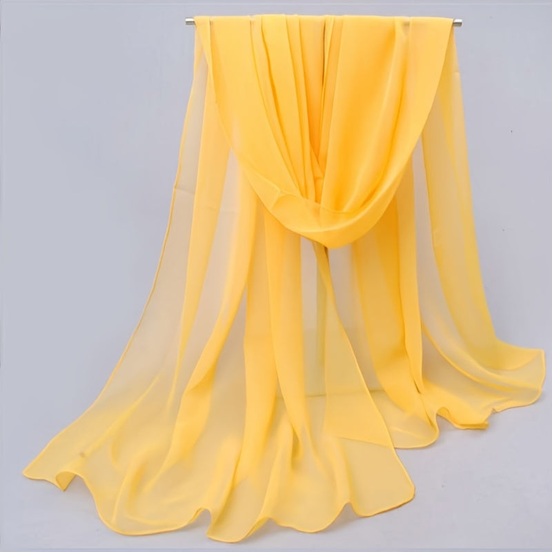 Chiffon Scarf Solid Shawl Sunscreen Head Wrap Hijab Travel Beach Towel