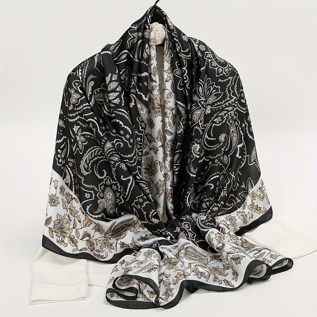 Paisley Print Satin Scarf Large Shawl Bandana Head Wrap