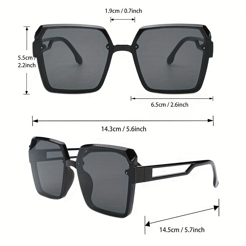 Oversized Square Sunglasses Y2K Hollow Temple UV400