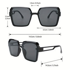 Oversized Square Sunglasses Y2K Hollow Temple UV400
