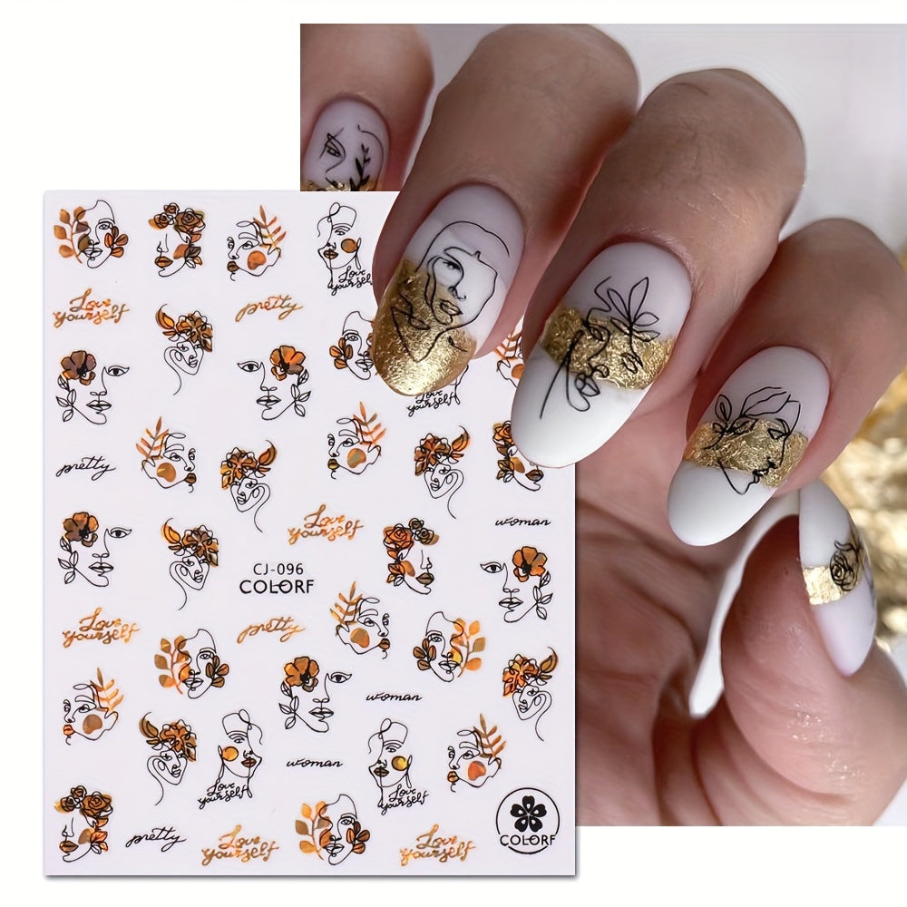3D Graffiti Nail Art Stickers Abstract Line DIY Manicure Tips Decoration