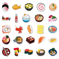 50pcs Japanese Food Waterproof Stickers For Car Laptop Skateboard