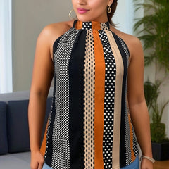  Colorblock Polka Dot Tank Top