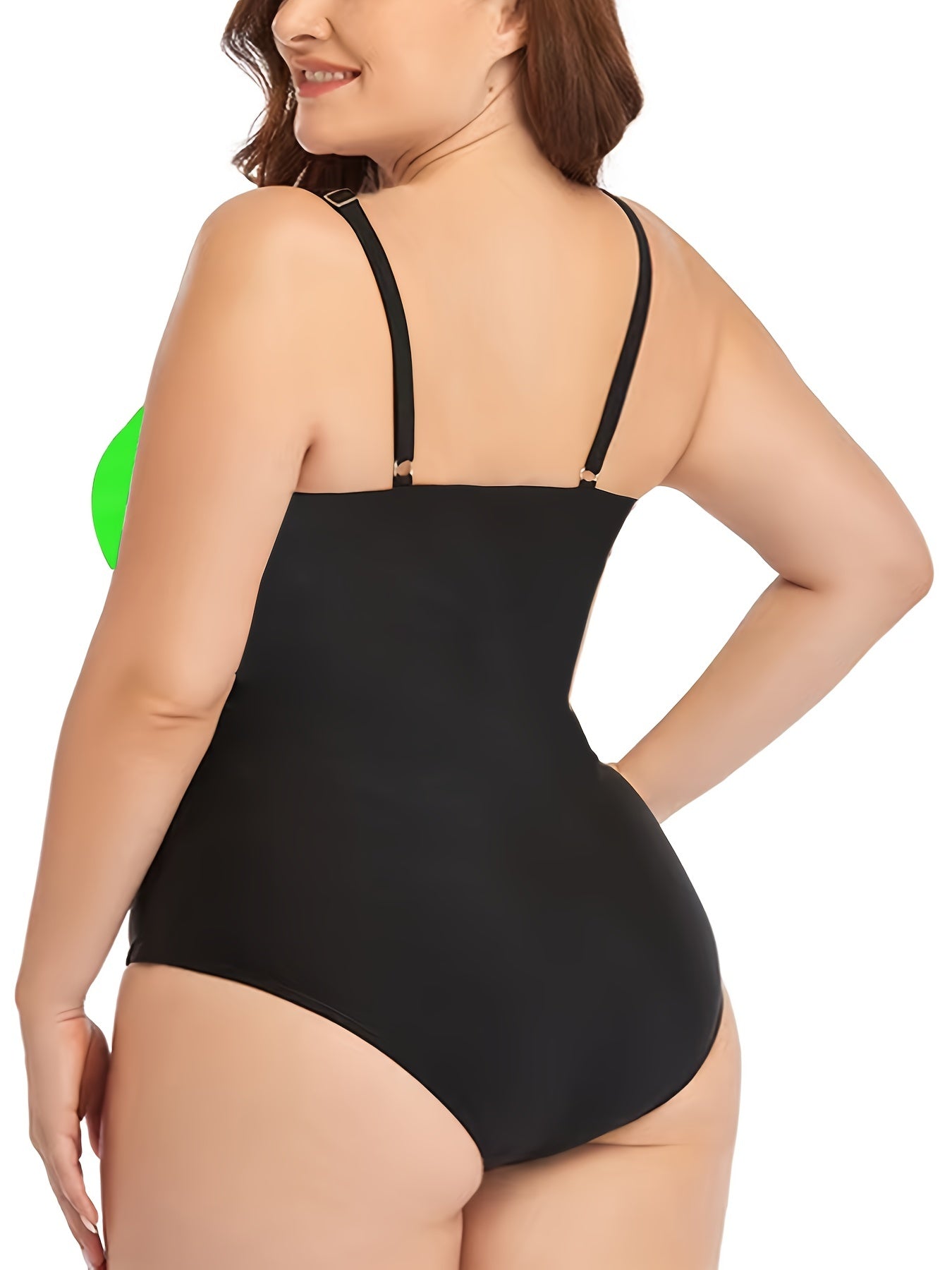  Colorblock Striped One Piece Swimsuit Women's Plus Bathing Suit