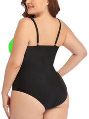  Colorblock Striped One Piece Swimsuit Women's Plus Bathing Suit