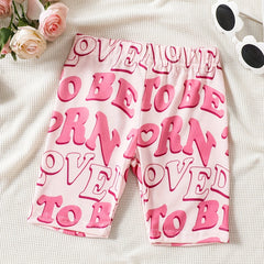 Toddler Girls LOVE Graphic Elastic Waist Biker Shorts